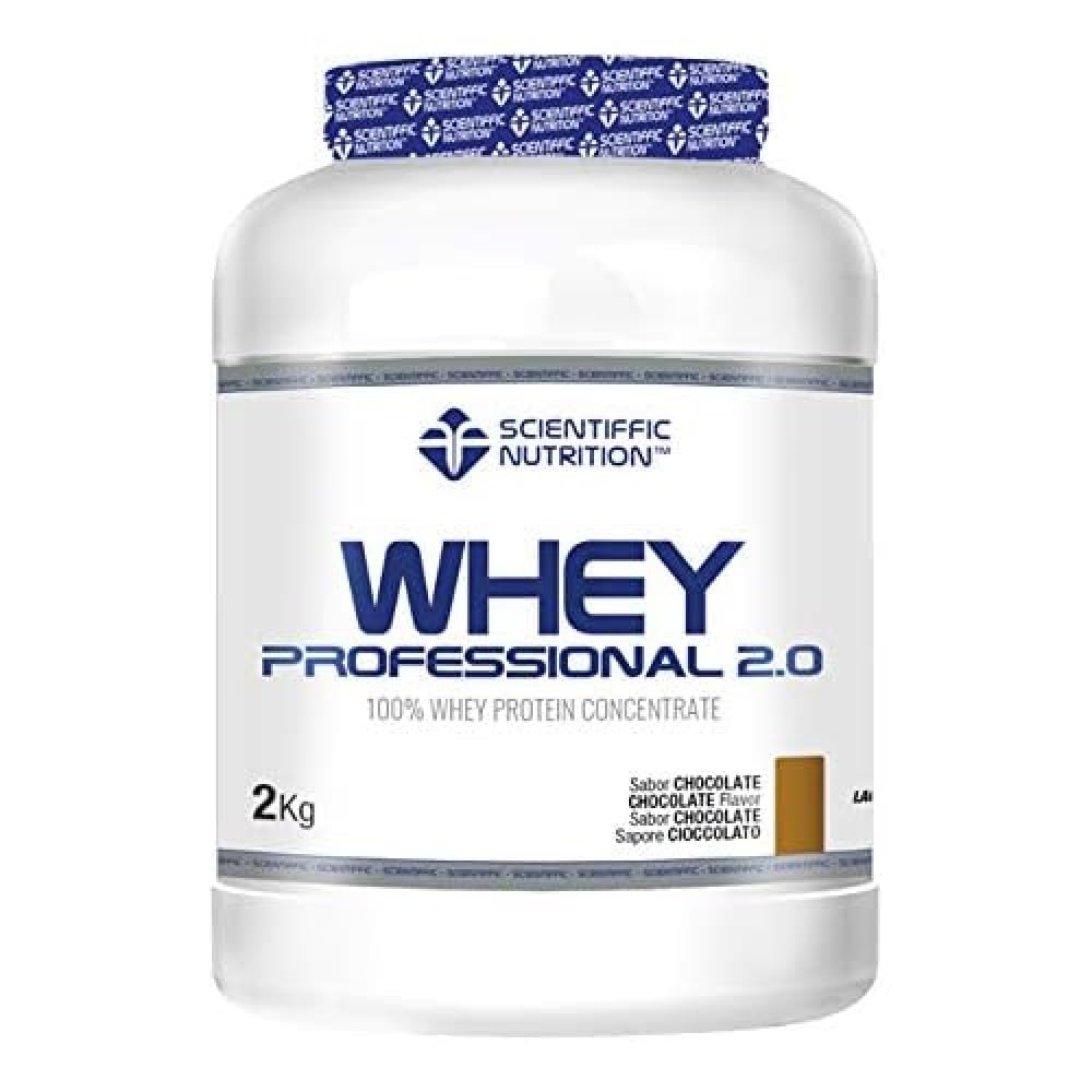 Scientiffic Nutrition - Whey Professional 2.0 Proteinas Whey en Polvo 100% Pura, para Aumentar la Masa Muscular, con Enzimas Digestivas y Lactasa - 908g, Sabor Fresa - Chocolate Blanco.