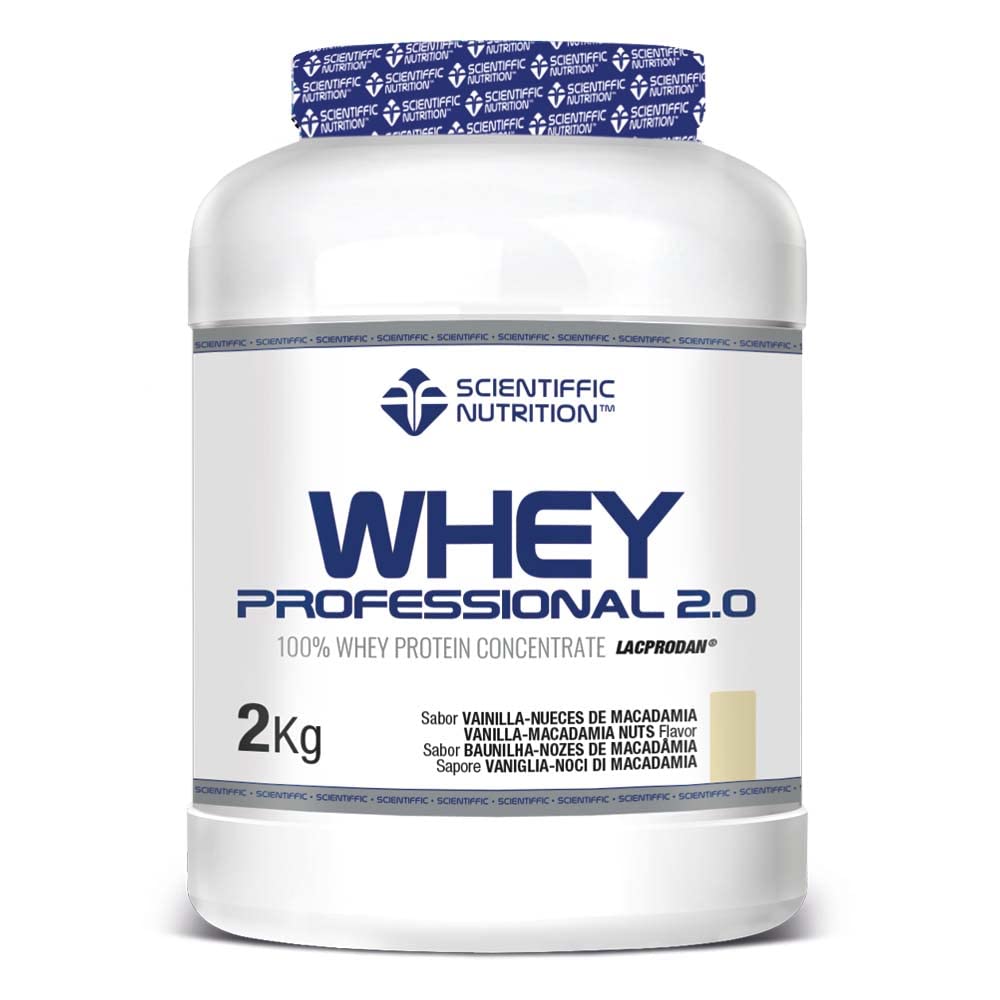 Scientiffic Nutrition - Whey Professional 2.0 Proteinas Whey en Polvo 100% Pura, para Aumentar la Masa Muscular, con Enzimas Digestivas y Lactasa - 908g, Sabor Fresa - Chocolate Blanco.