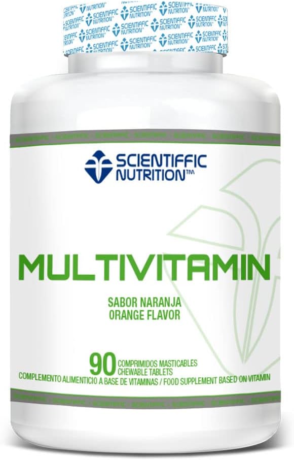 Scientiffic Nutrition - Multivitamin, Multivitaminas, Suplemento que Continene 12 Vitaminas en Caramelos Masticables, C, E, A, D, B1, B6, B12, Aporta Energía y Vitalidad, 0 Azúcares - 90 cápsulas.
