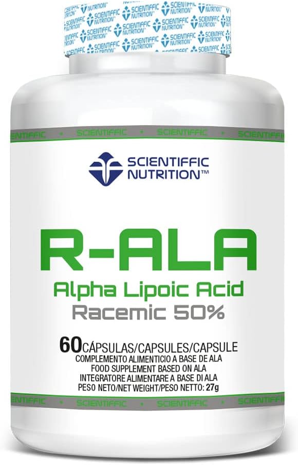 Scientiffic Nutrition - R-ALA 50%, Ácido Alfa Lipoico en Cápsulas, 250mg por Toma, Suplemento Alimenticio Antioxidante y Acelerador del Metabolismo - 60 Comprimidos.