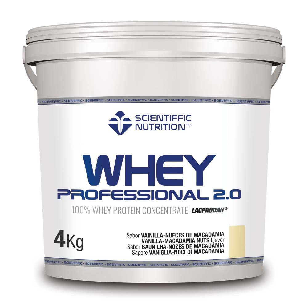 Scientiffic Nutrition - Whey Professional 2.0 Proteinas Whey en Polvo 100% Pura, para Aumentar la Masa Muscular, con Enzimas Digestivas y Lactasa - 908g, Sabor Fresa - Chocolate Blanco.
