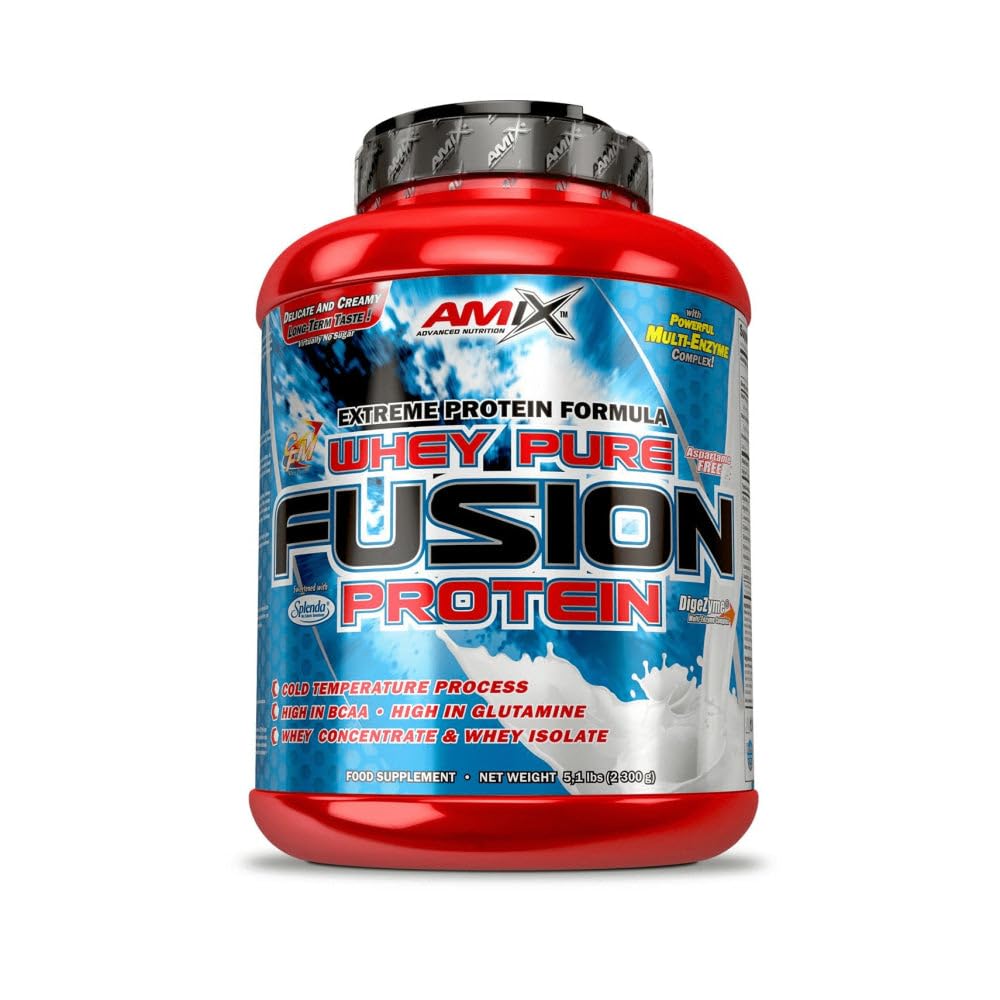 AMIX, Proteína Whey, Pure Fusión, Concentrado de Suero Ultra Filtrado, Sabor Cookie Crema, Proteínas para Aumentar Masa Muscula, Proteína Isolada con Splenda, Contiene L-glutamina , 1 Kg