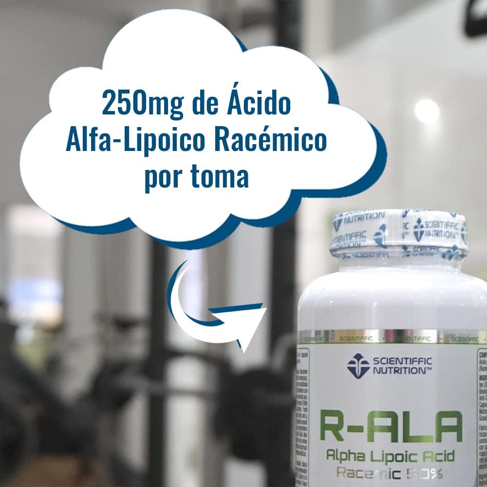 Scientiffic Nutrition - R-ALA 50%, Ácido Alfa Lipoico en Cápsulas, 250mg por Toma, Suplemento Alimenticio Antioxidante y Acelerador del Metabolismo - 60 Comprimidos.