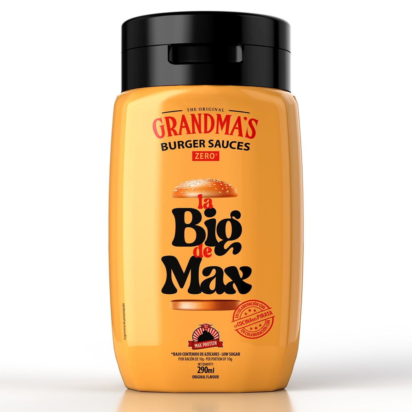 Max Protein Grandma's - LA MAX BUFFALO - Salsa Búfalo - Salsa Toque Picante e Intenso, para Allitas, Hamburguesas - Menos de 18 kcal por toma - Baja en Azúcares y en Grasas - Colab "Cocina del Pirata"