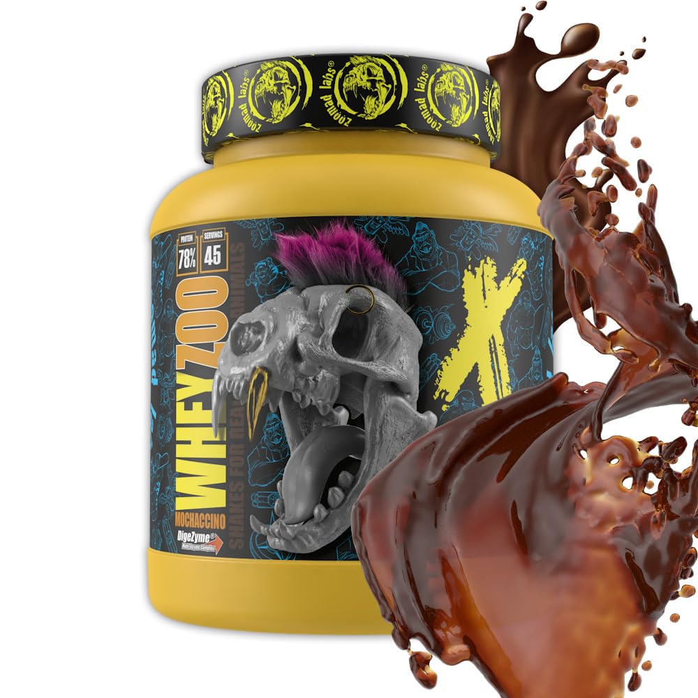 WHEYZOO de Zoomad Labs | 100% Whey Proteína en Polvo Pura | Tonifica y aumenta la masa muscular | Protege músculos y ayuda a la recuperación de los tejidos fibrosos - 1360g (Choco Latte)