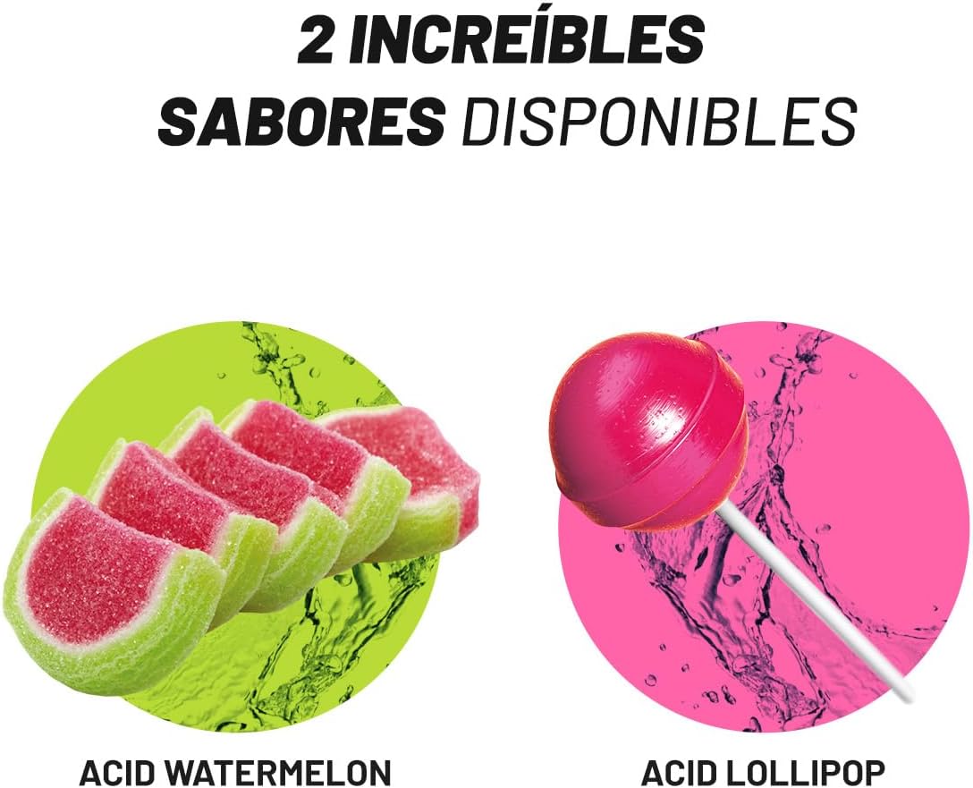 Pre Entreno Gimnasio - 30 Tomas - Pre Workout Potente con Nootropicos - Pre Entreno Fuerte con 300 mg Cafeina - Aumenta la Concentración y Reduce la Sensación de Fatiga (150g, Acid Lollipop)