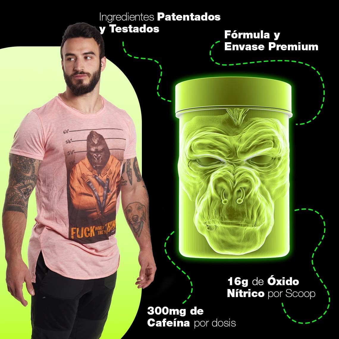 MOONSTRUCK GLOW Preentreno de Zoomad Labs | Cafeína | 16g de óxido nítrico y pump | Incrementa Energía y entrenamiento | Envase Premium 3D con Brillo en la Oscuridad (Sabor chuche de melocotón)