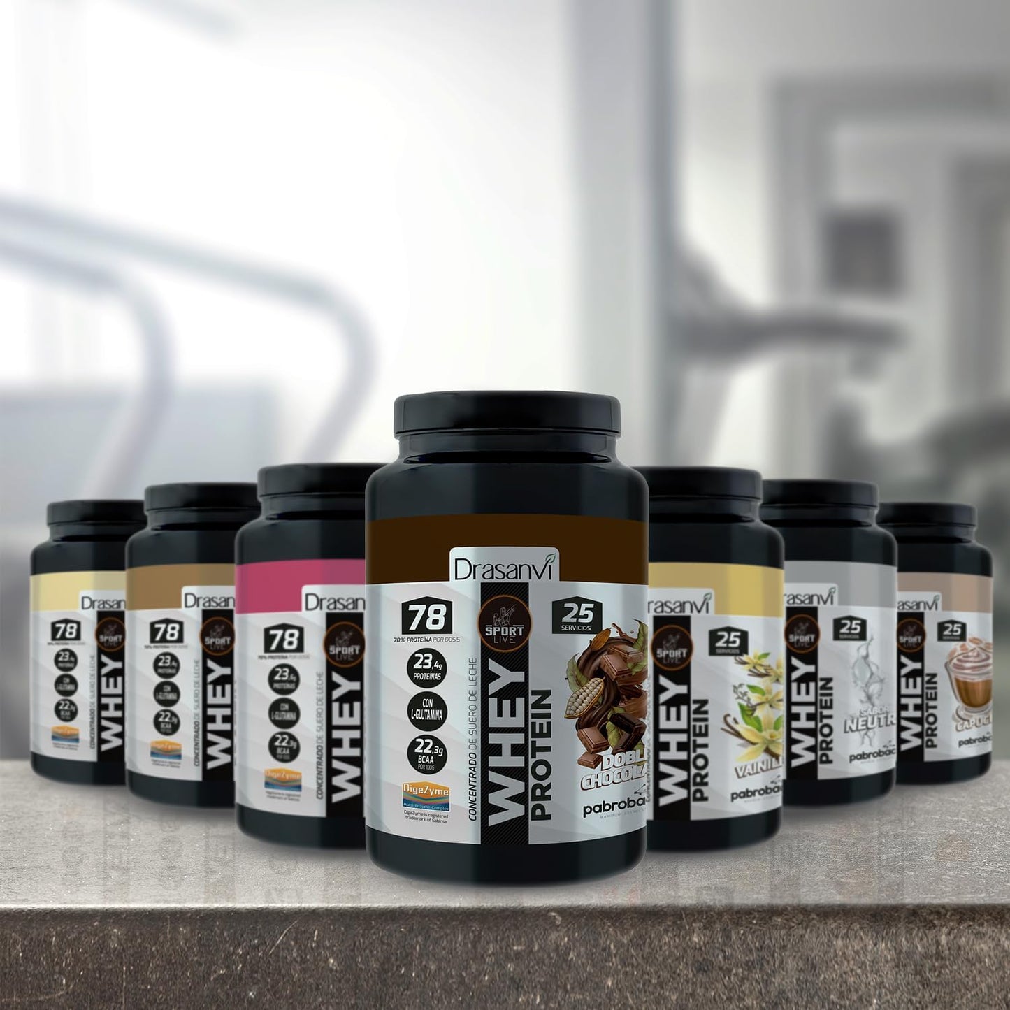 SPORT LIVE Concentrado de proteinas de suero de leche | Whey Protein en polvo con L-Glutamina y L-Leucina | Ayuda a aumentar tu masa muscular | Mejora tus batidos |Doble Chocolate | 750 GR
