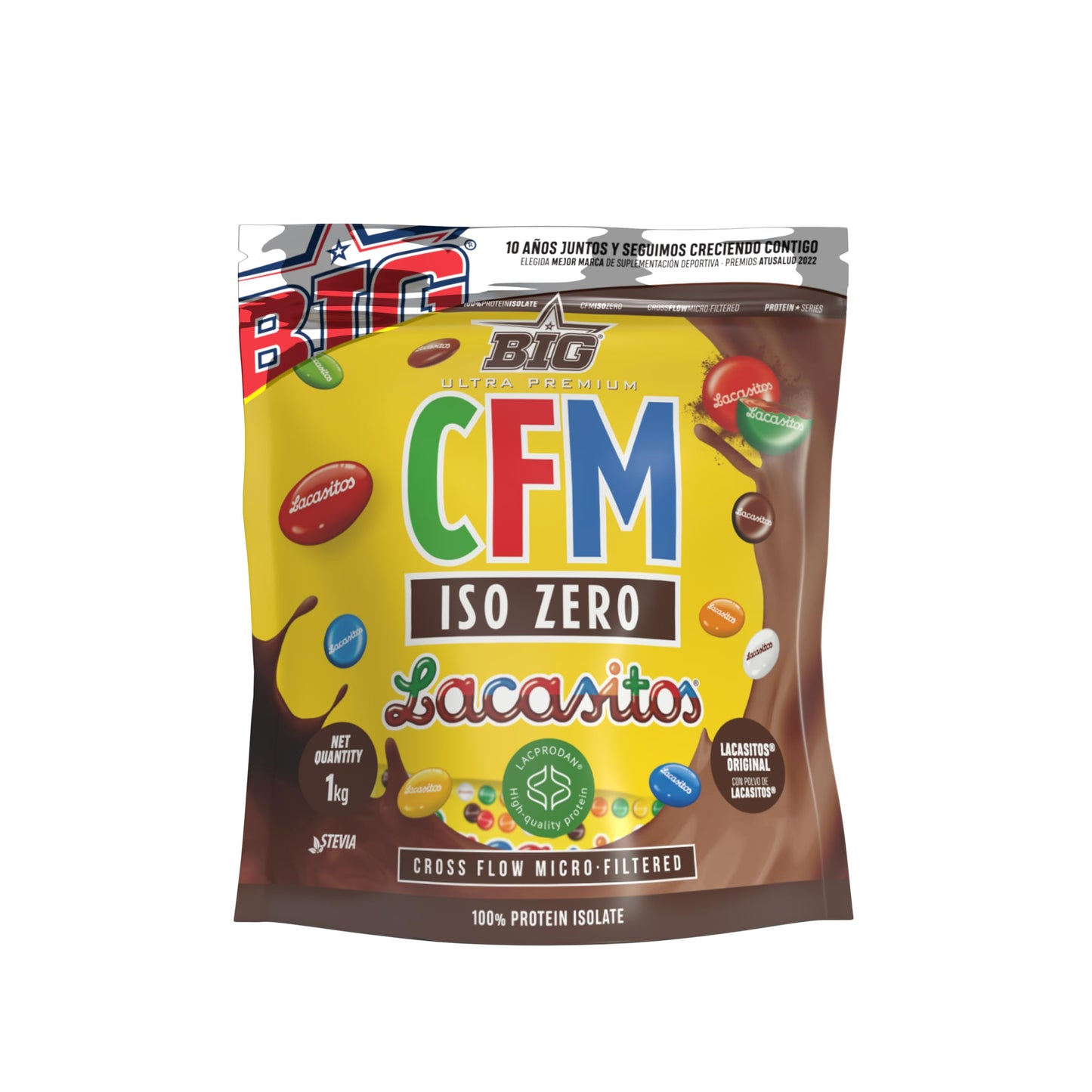 BIG - Proteina Isolada - Proteinas Whey para Masa Muscular - Whey Protein Isolate - Proteína en Polvo Materia Prima Premium Sin Grumos, Baja en Lactosa, Sin Azúcares Añadidos (1kg,Cacaolat)