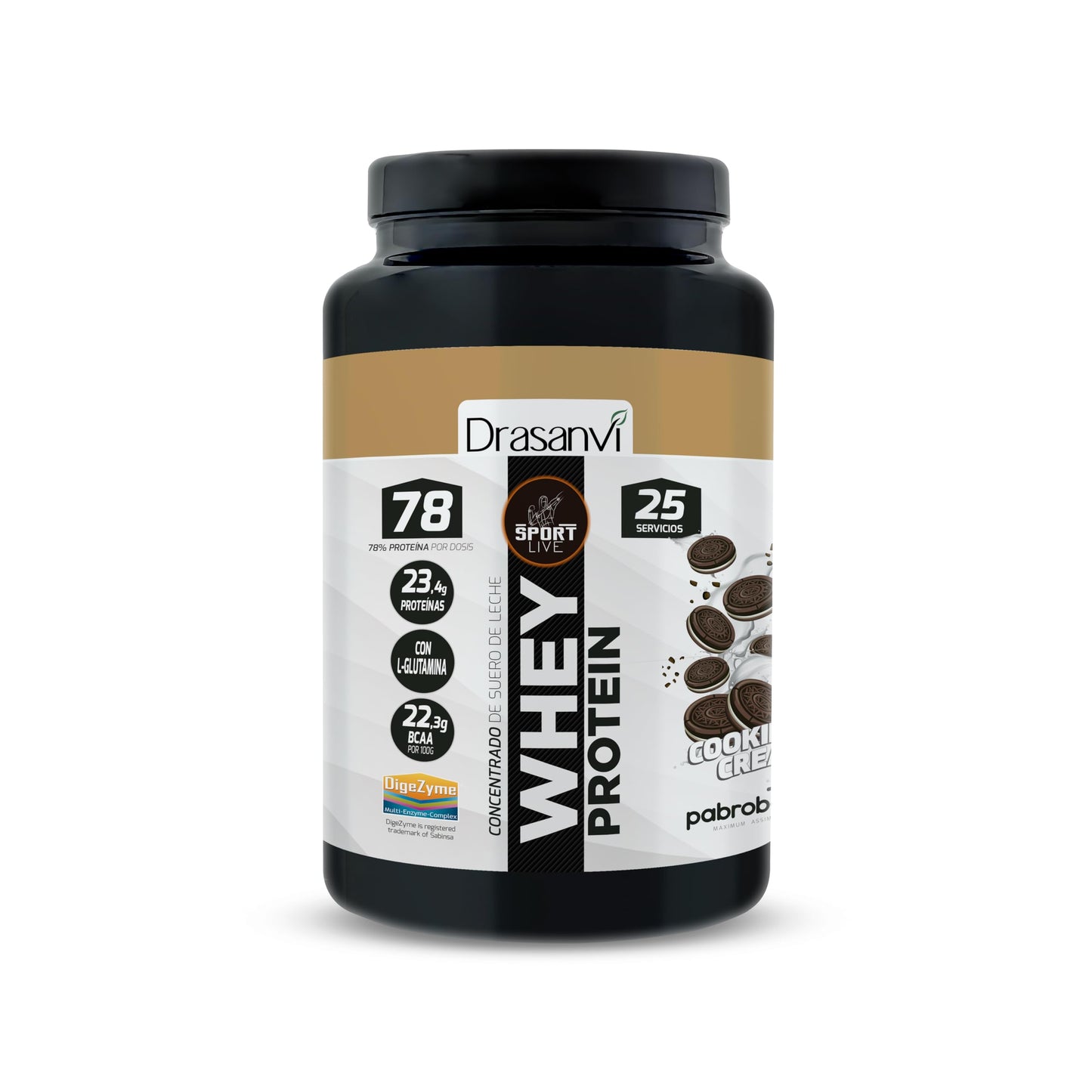 SPORT LIVE Concentrado de proteinas de suero de leche | Whey Protein en polvo con L-Glutamina y L-Leucina | Ayuda a aumentar tu masa muscular | Mejora tus batidos |Doble Chocolate | 750 GR
