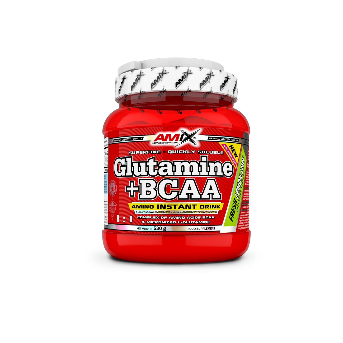 AMIX - Bcaa Glutamina - 530 Gramos - Complemento Alimenticio de Glutamina en Polvo - Reduce el Catabolismo Muscular - Óptimo para Deportistas - Sabor Piña - Aminoácidos Ramificados