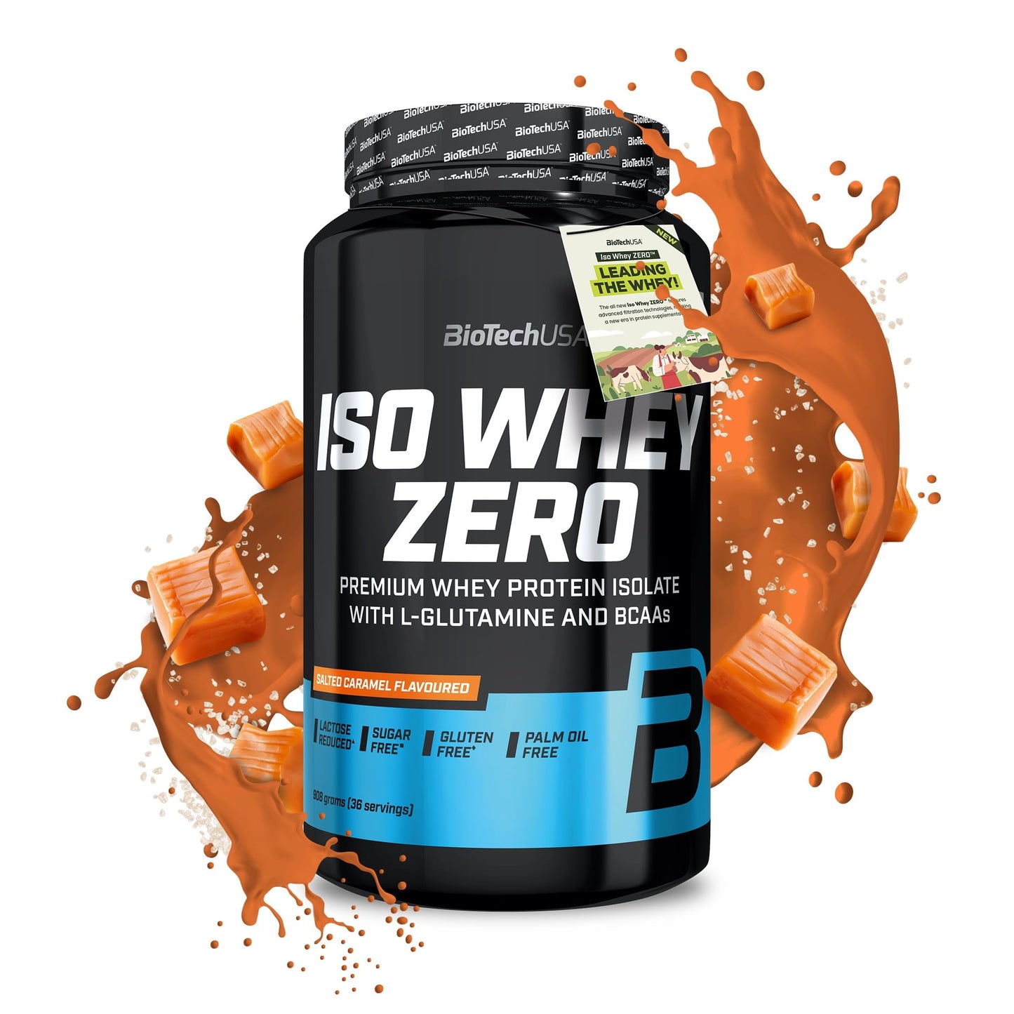 BioTechUSA Iso Whey Zero | Premium Whey Protein Isolate | Grass-Fed | Enzyme-Free | Sugar- and Gluten-free, 908 g, Chocolate