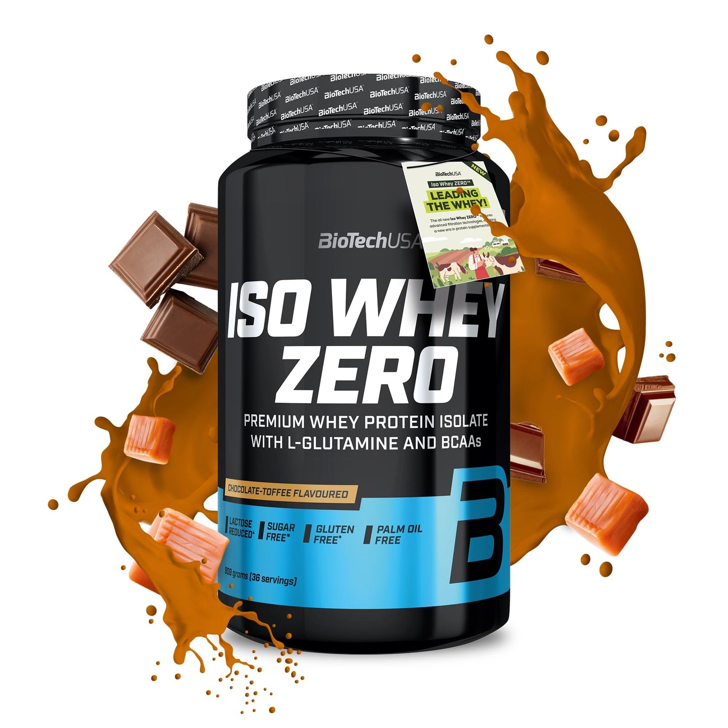 BioTechUSA Iso Whey Zero | Premium Whey Protein Isolate | Grass-Fed | Enzyme-Free | Sugar- and Gluten-free, 908 g, Chocolate
