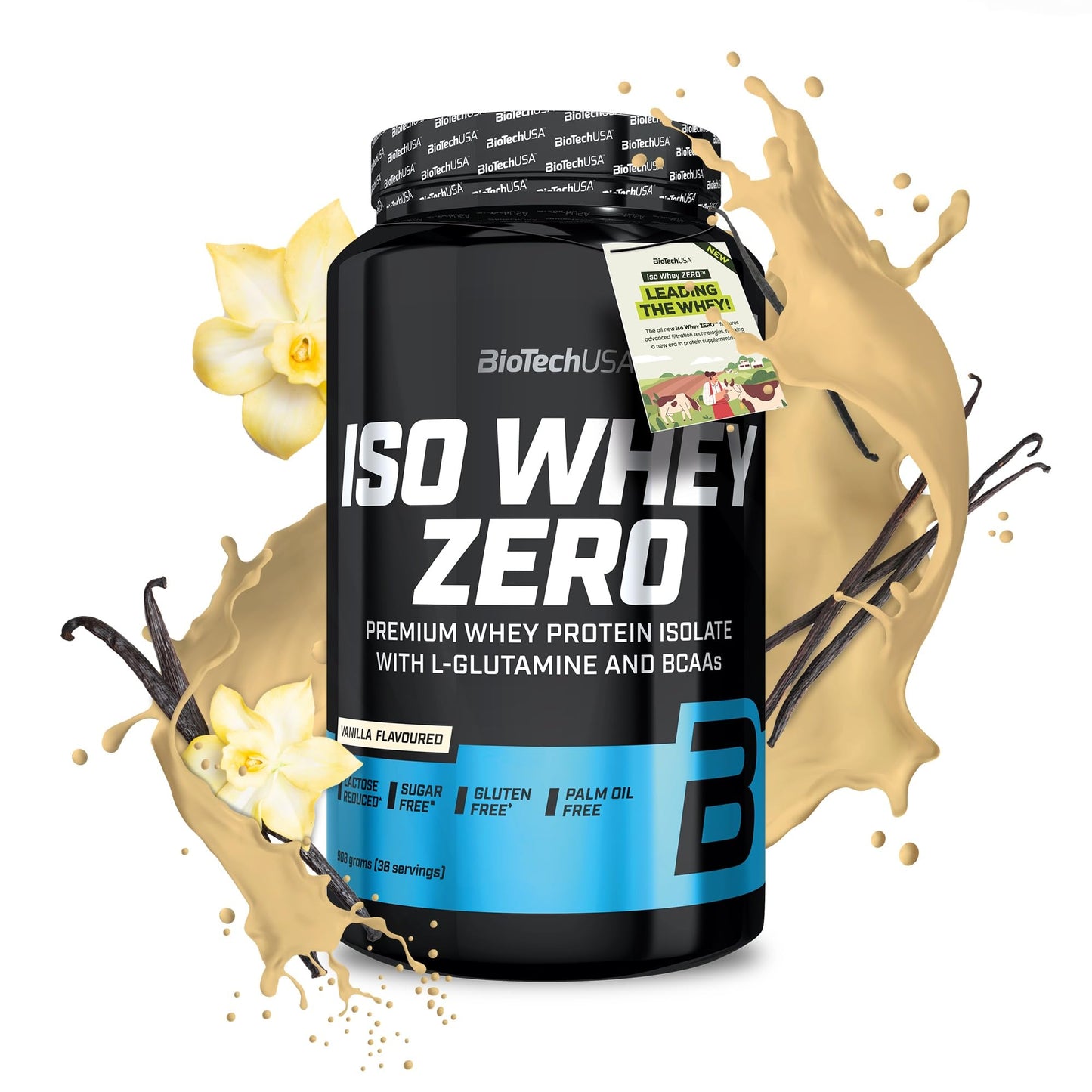 BioTechUSA Iso Whey Zero | Premium Whey Protein Isolate | Grass-Fed | Enzyme-Free | Sugar- and Gluten-free, 908 g, Chocolate