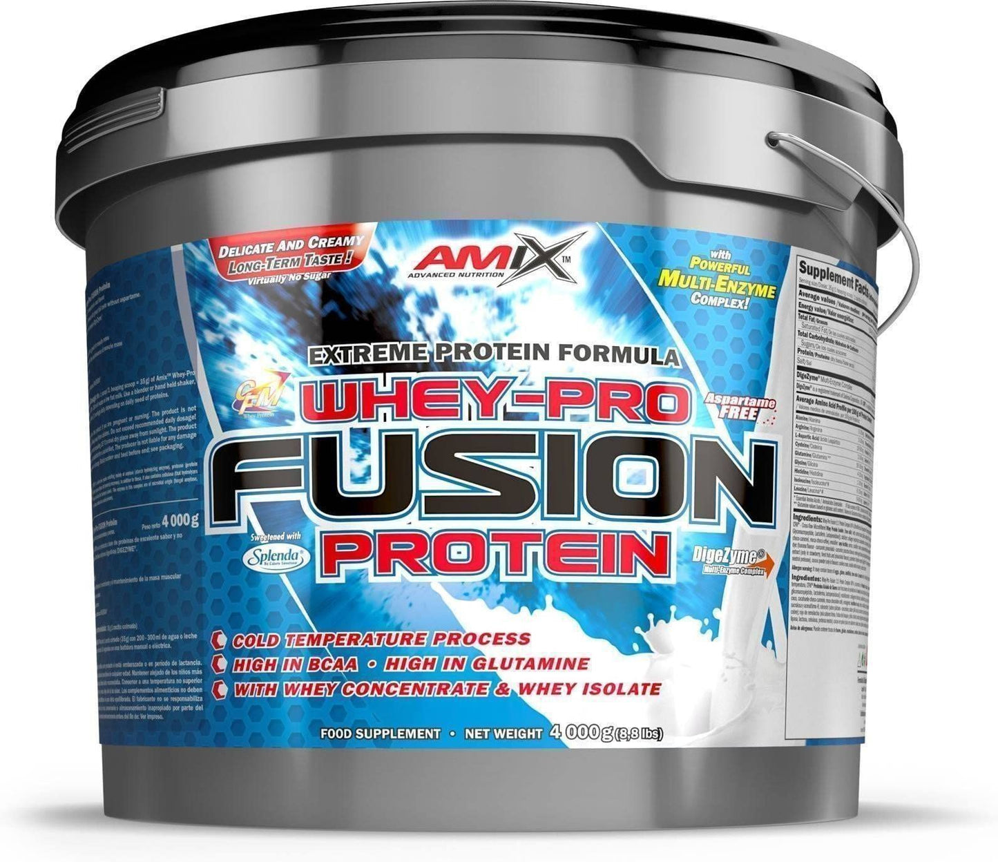 AMIX, Proteína Whey, Pure Fusión, Concentrado de Suero Ultra Filtrado, Sabor Cookie Crema, Proteínas para Aumentar Masa Muscula, Proteína Isolada con Splenda, Contiene L-glutamina , 1 Kg