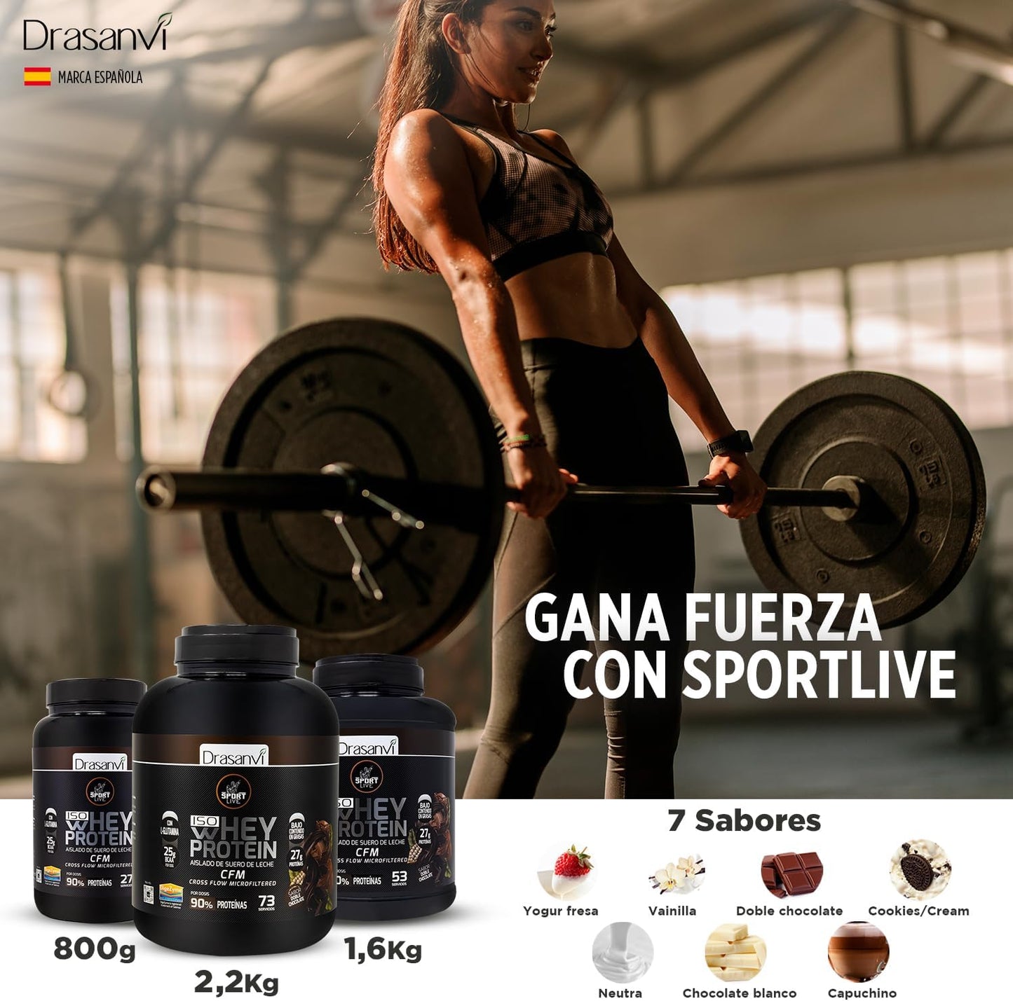 Drasanvi WHEY PROTEIN AISLADO DOBLE CHOCOLATE 2,2KG SPORT LIVE