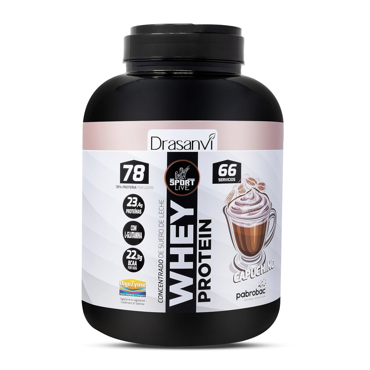 SPORT LIVE Concentrado de proteinas de suero de leche | Whey Protein en polvo con L-Glutamina y L-Leucina | Ayuda a aumentar tu masa muscular | Mejora tus batidos |Doble Chocolate | 750 GR
