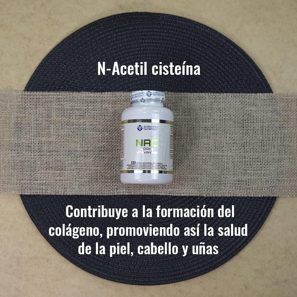 Scientiffic Nutrition - NAC + Flavonoids 300mg, N-Acetil-L-Cisteina, Potente Antioxidante, Reduce la Inflamación Muscular, aumenta los Niveles de Glutatión - 120 cápsulas