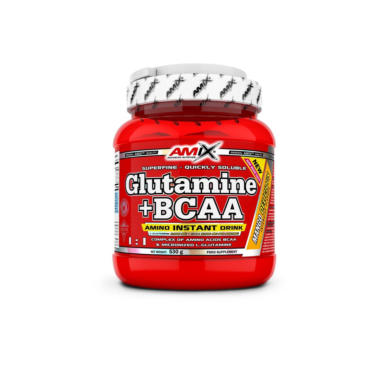 AMIX - Bcaa Glutamina - 530 Gramos - Complemento Alimenticio de Glutamina en Polvo - Reduce el Catabolismo Muscular - Óptimo para Deportistas - Sabor Piña - Aminoácidos Ramificados