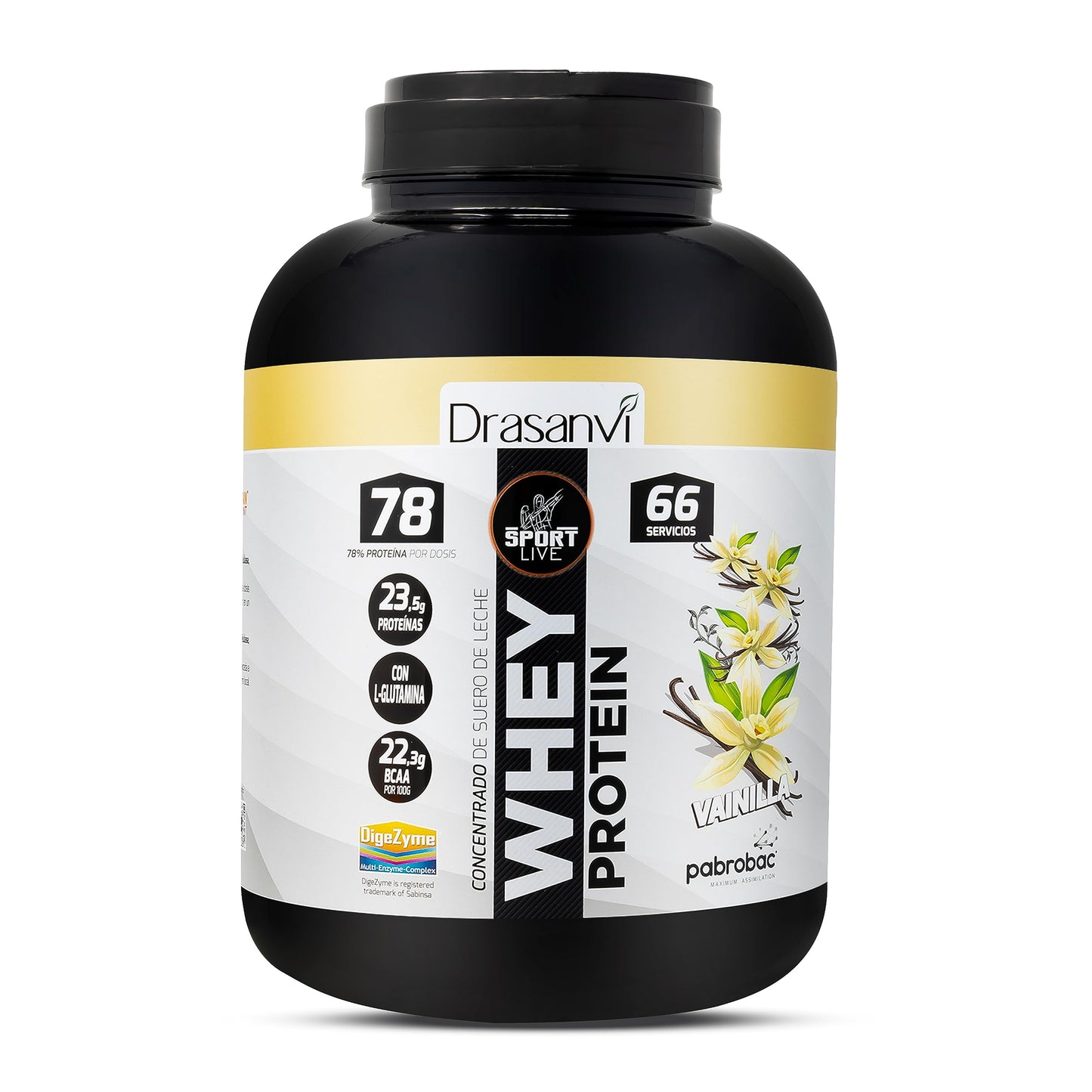 SPORT LIVE Concentrado de proteinas de suero de leche | Whey Protein en polvo con L-Glutamina y L-Leucina | Ayuda a aumentar tu masa muscular | Mejora tus batidos |Doble Chocolate | 750 GR