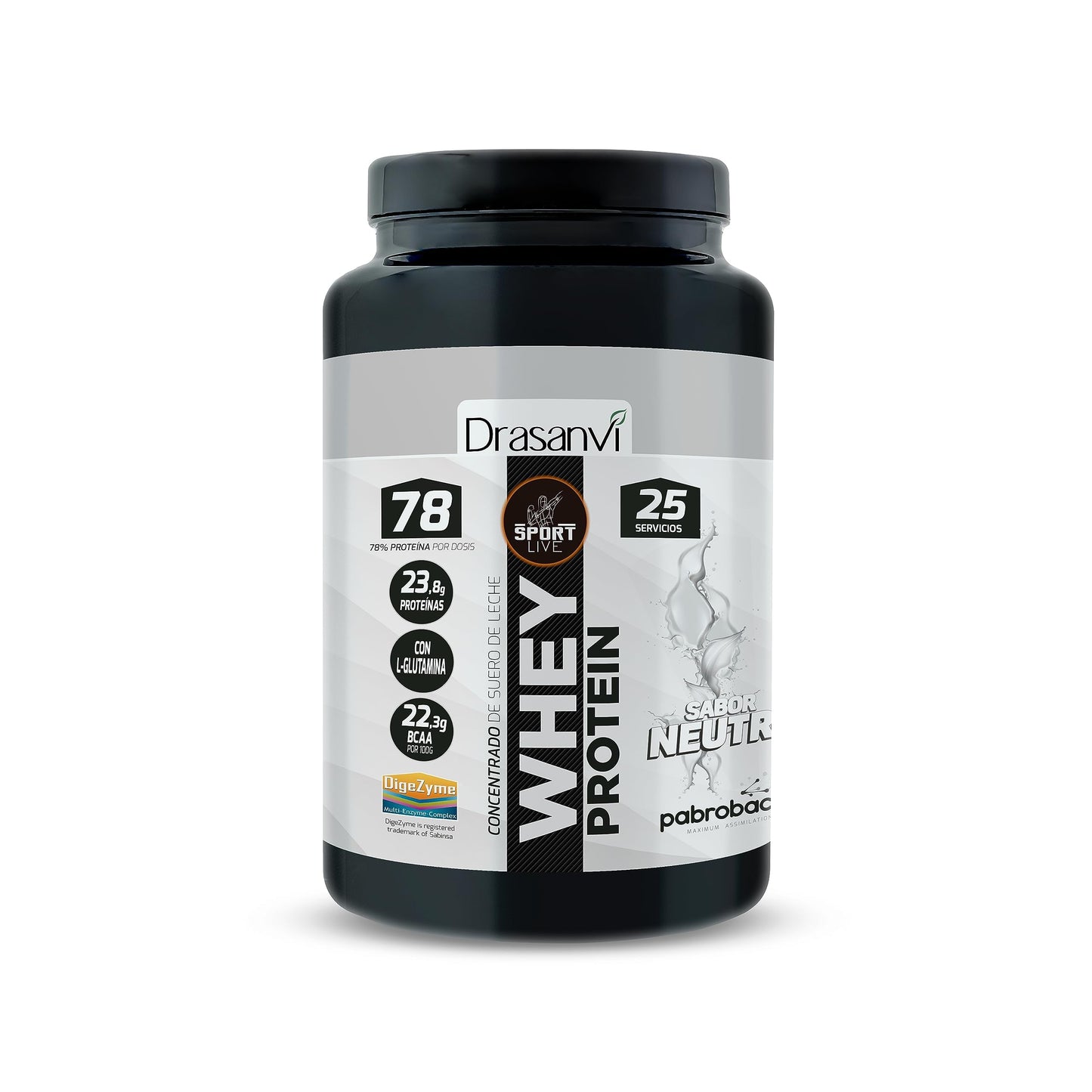 SPORT LIVE Concentrado de proteinas de suero de leche | Whey Protein en polvo con L-Glutamina y L-Leucina | Ayuda a aumentar tu masa muscular | Mejora tus batidos |Doble Chocolate | 750 GR