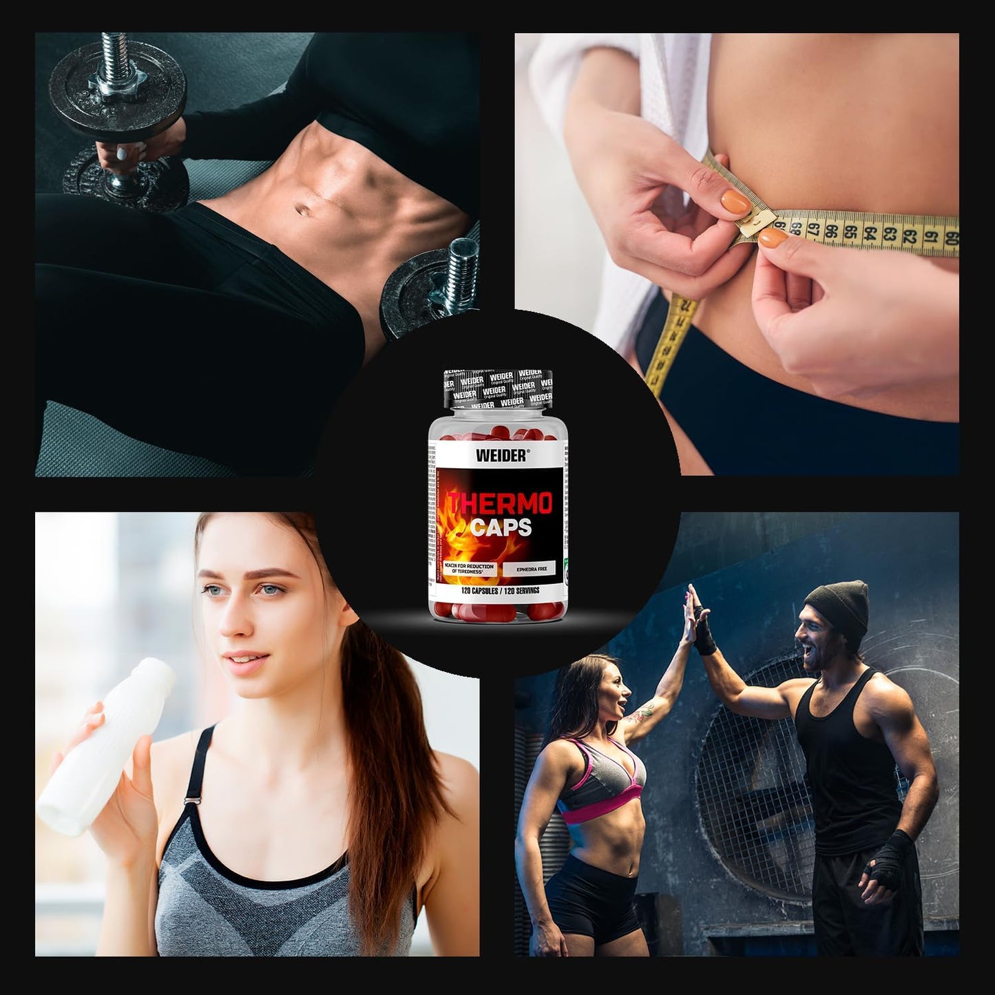 Weider Thermo Caps Disminuye el Apetito, Potente Fórmula Termogénica con Cafeína; Enriquecido con Cromo, Cúrcuma, L-Carnitina, 120 Capsulas