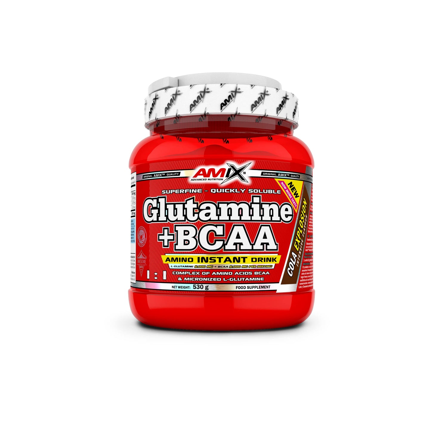 AMIX - Bcaa Glutamina - 530 Gramos - Complemento Alimenticio de Glutamina en Polvo - Reduce el Catabolismo Muscular - Óptimo para Deportistas - Sabor Piña - Aminoácidos Ramificados