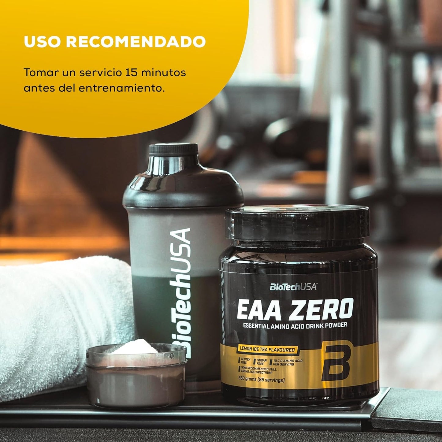 BioTechUSA EAA Zero - Essential Amino Acid Power | 7160mg EAA/porción | Proporción recomendada por la OMS | Sin azúcar, sin gluten, 350 g, Limón