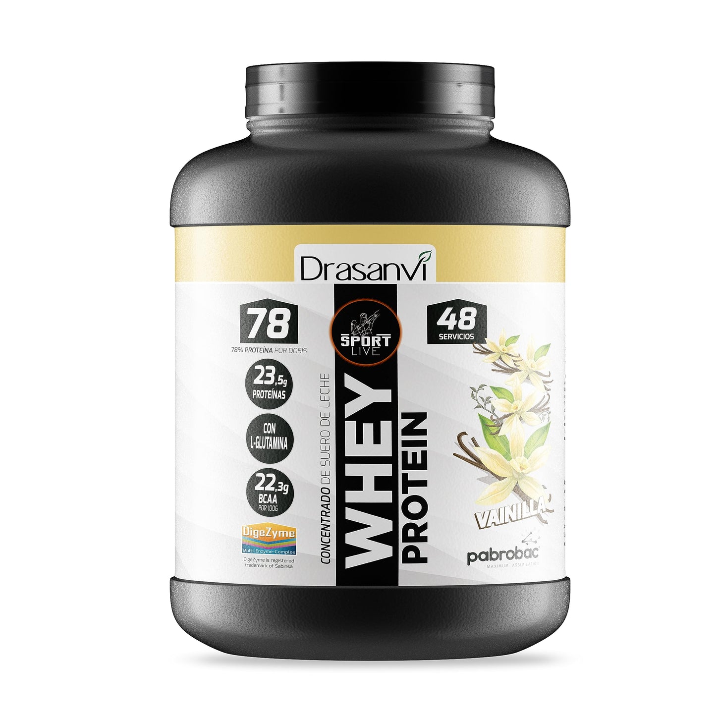 SPORT LIVE Concentrado de proteinas de suero de leche | Whey Protein en polvo con L-Glutamina y L-Leucina | Ayuda a aumentar tu masa muscular | Mejora tus batidos |Doble Chocolate | 750 GR