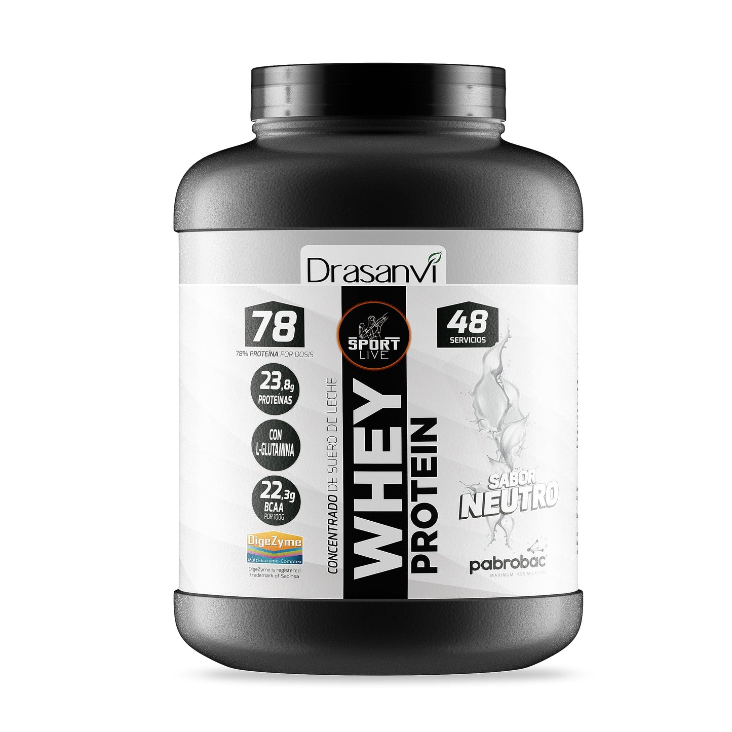 SPORT LIVE Concentrado de proteinas de suero de leche | Whey Protein en polvo con L-Glutamina y L-Leucina | Ayuda a aumentar tu masa muscular | Mejora tus batidos |Doble Chocolate | 750 GR