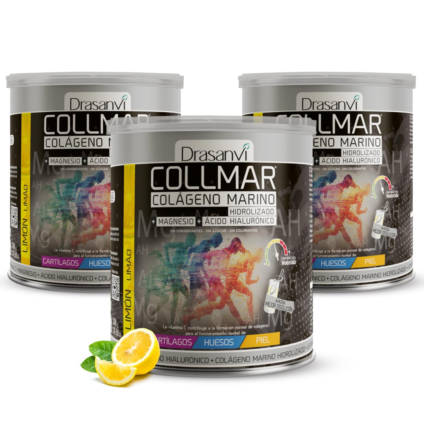Drasanvi COLLMAR Colágeno Marino Hidrolizado con Ácido Hialurónico, Magnesio, Vitamina C | para cartílagos, huesos y piel | Sin edulcorantes |Alta dosis 9.717 mg/dia |300g de polvo | Sabor Vainilla