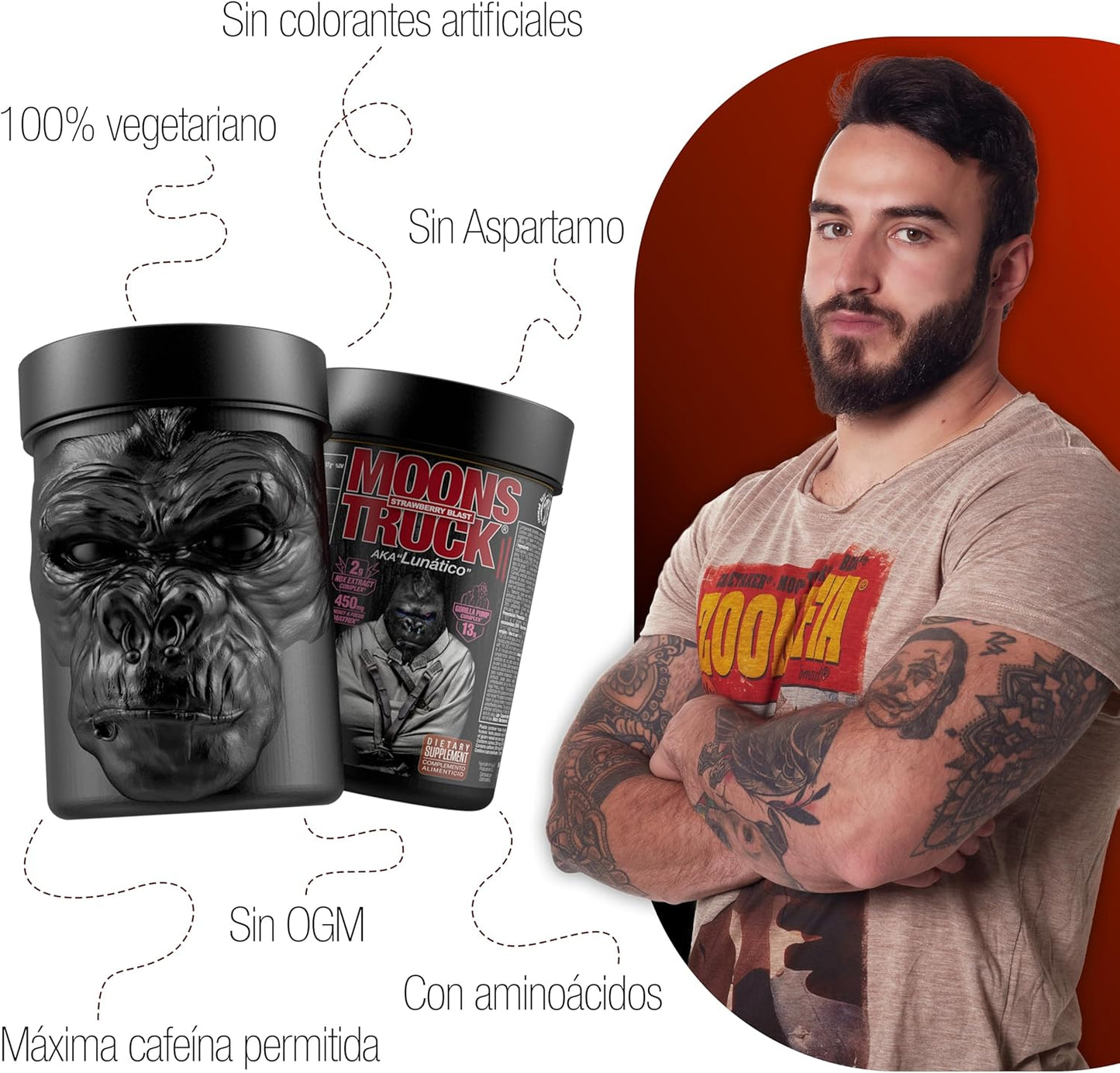 Moonstruck II, Polvos Pre Entreno, Suplemento para Deportistas, Pre Workout en Polvo con Cafeína, Extractos Vegetales - 510 g (Sandía Loca)