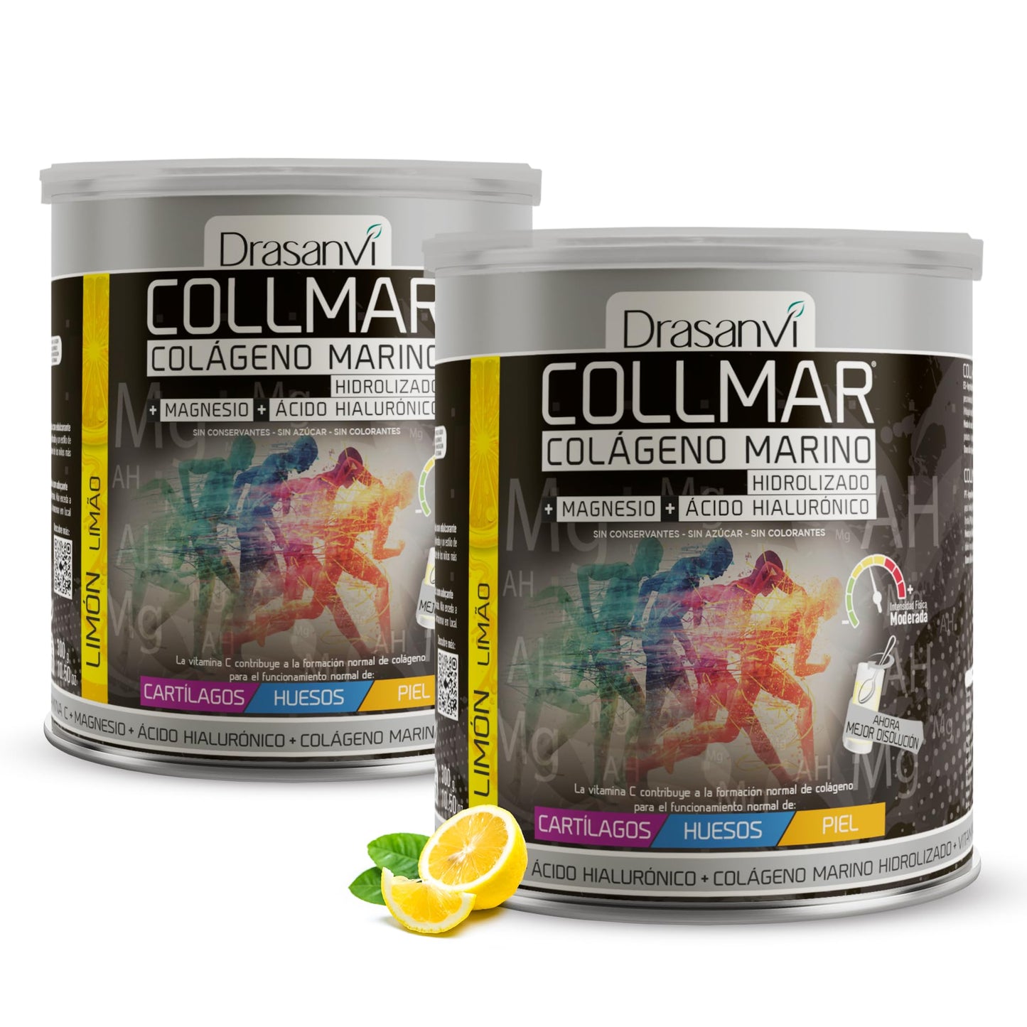 Drasanvi COLLMAR Colágeno Marino Hidrolizado con Ácido Hialurónico, Magnesio, Vitamina C | para cartílagos, huesos y piel | Sin edulcorantes |Alta dosis 9.717 mg/dia |300g de polvo | Sabor Vainilla