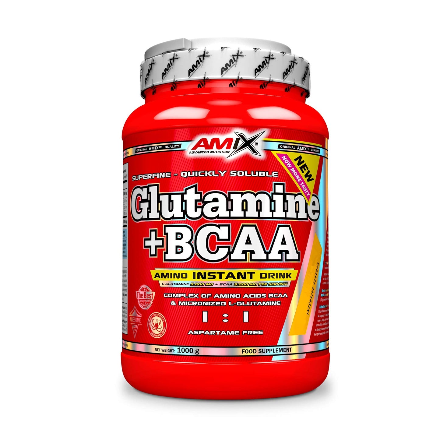 AMIX - Bcaa Glutamina - 530 Gramos - Complemento Alimenticio de Glutamina en Polvo - Reduce el Catabolismo Muscular - Óptimo para Deportistas - Sabor Piña - Aminoácidos Ramificados
