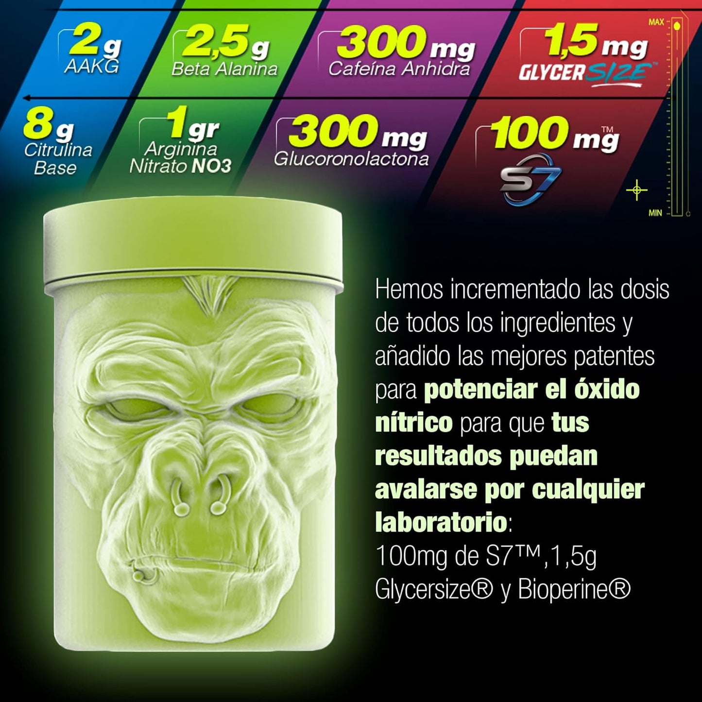 MOONSTRUCK GLOW Preentreno de Zoomad Labs | Cafeína | 16g de óxido nítrico y pump | Incrementa Energía y entrenamiento | Envase Premium 3D con Brillo en la Oscuridad (Sabor chuche de melocotón)
