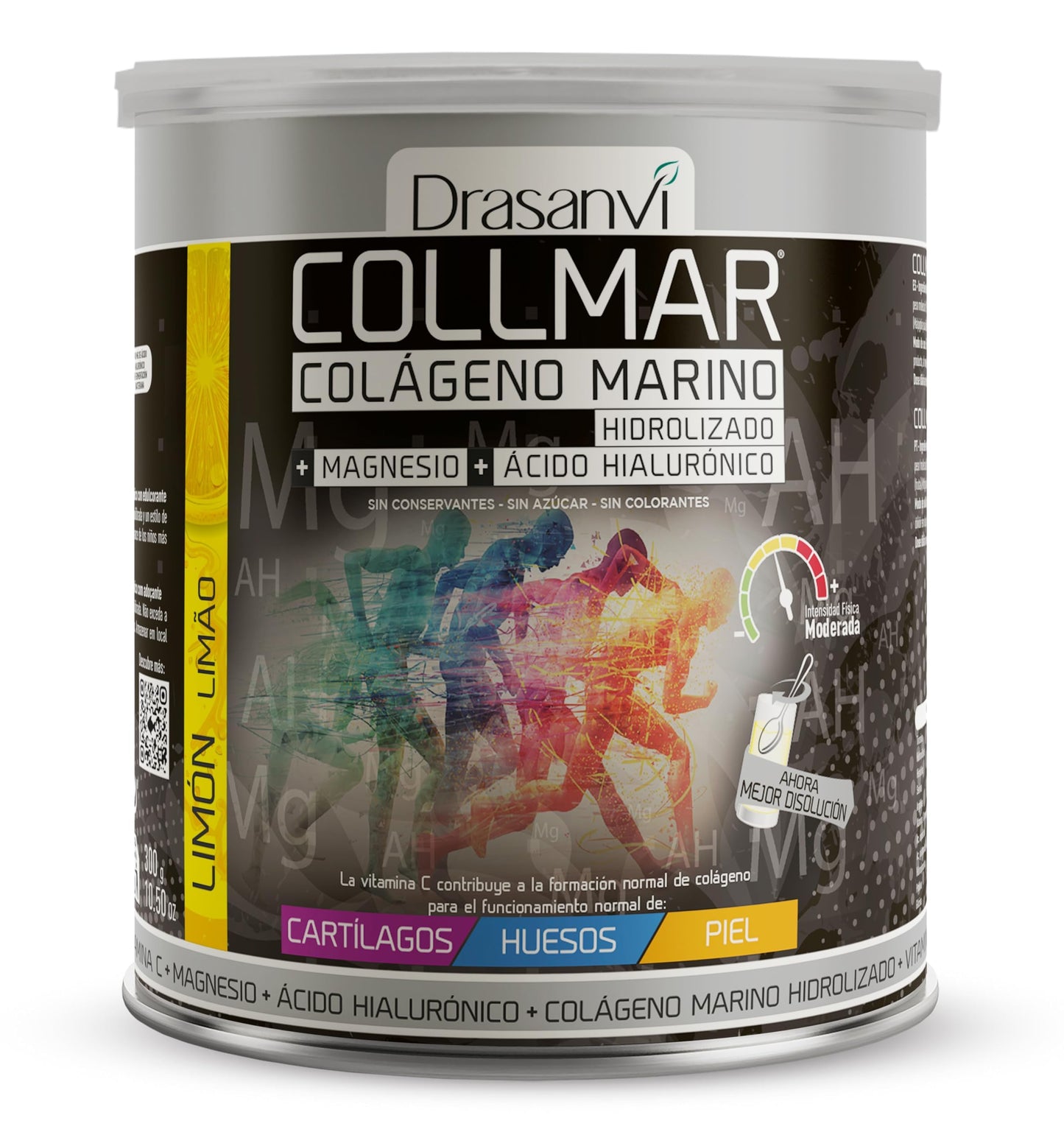 Drasanvi COLLMAR Colágeno Marino Hidrolizado con Ácido Hialurónico, Magnesio, Vitamina C | para cartílagos, huesos y piel | Sin edulcorantes |Alta dosis 9.717 mg/dia |300g de polvo | Sabor Vainilla
