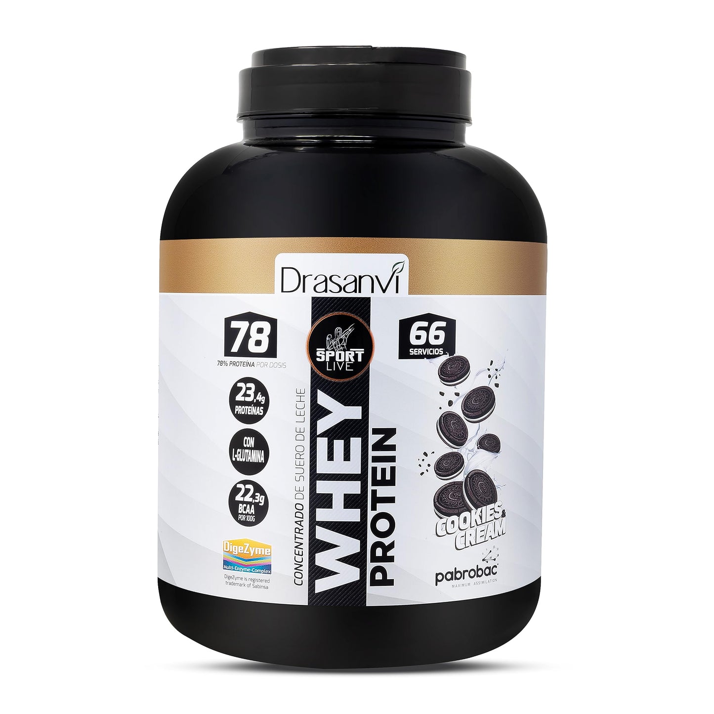 SPORT LIVE Concentrado de proteinas de suero de leche | Whey Protein en polvo con L-Glutamina y L-Leucina | Ayuda a aumentar tu masa muscular | Mejora tus batidos |Doble Chocolate | 750 GR