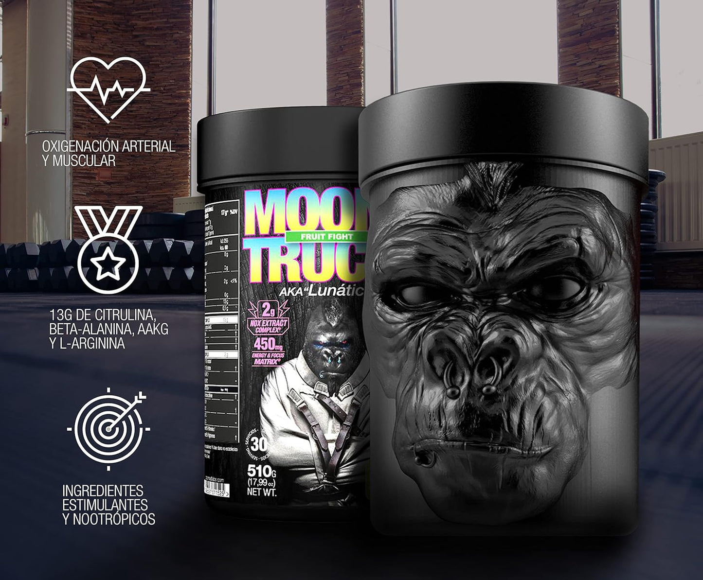 Moonstruck II, Polvos Pre Entreno, Suplemento para Deportistas, Pre Workout en Polvo con Cafeína, Extractos Vegetales - 510 g (Sandía Loca)