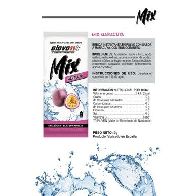 Etiqueta ingredientes y valores nutricionales Elevenfit Mix Maracuya