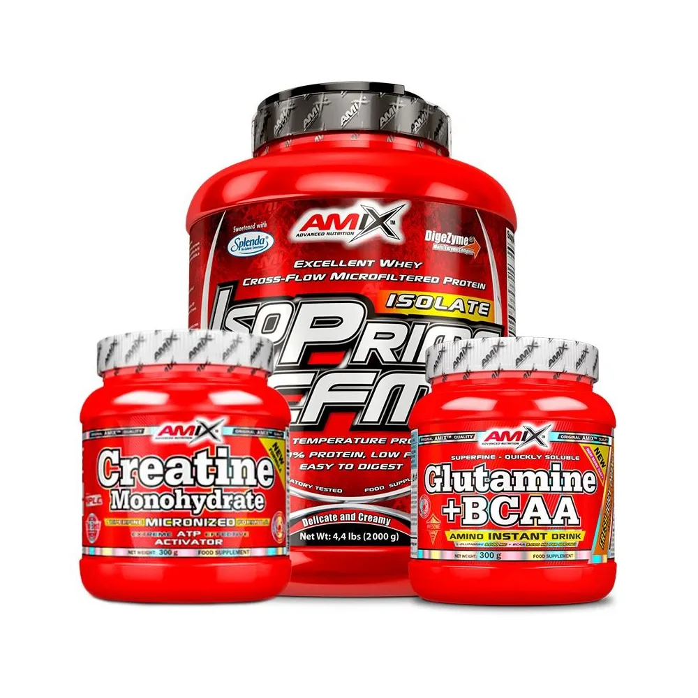 Pack AMIX Proteína IsoPrime 2 Kg + Creatina 300 gr + Gluta-bcaa´s 300 gr