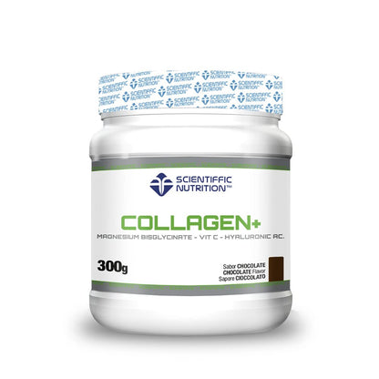 Scientiffic Nutrition - Collagen+, Colágeno con Magnesio, Ácido Hialurónico y Vitamina C, Mantiene la Piel Tersa, Fortalece Articulaciones, Hueso y Uñas - 300g Sabor Chocolate.