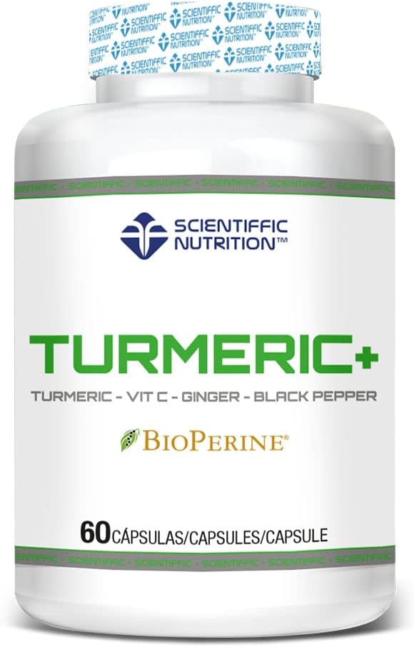 Scientiffic Nutrition - Turmeric+ con Bioperine® Complemento Alimenticio a Base de Cúrcuma y Pimienta Negra, Antiinflamatorio, 60 Cápsulas.