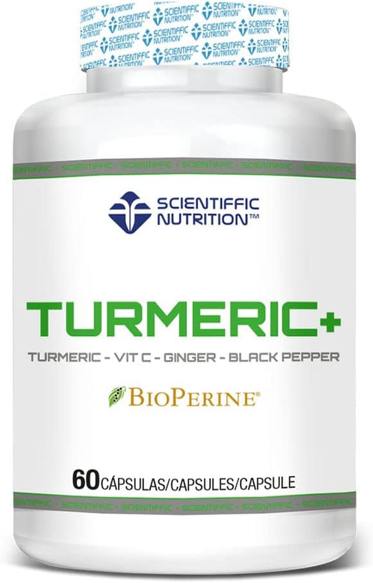 Scientiffic Nutrition - Turmeric+ con Bioperine® Complemento Alimenticio a Base de Cúrcuma y Pimienta Negra, Antiinflamatorio, 60 Cápsulas.