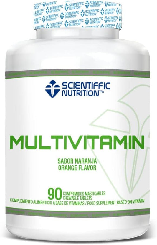 Scientiffic Nutrition - Multivitamin, Multivitaminas, Suplemento que Continene 12 Vitaminas en Caramelos Masticables, C, E, A, D, B1, B6, B12, Aporta Energía y Vitalidad, 0 Azúcares - 90 cápsulas.