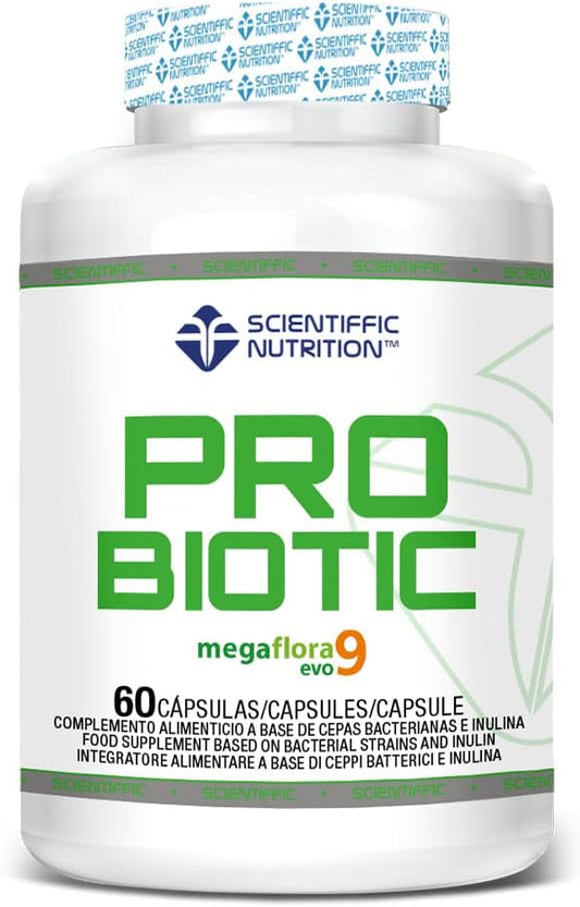 Scientiffic Nutrition - Probiotic, Probióticos intestinales con Megaflora9 e Inulina, Suplemento para la Flora Intestinal, Mejora la Salud Digestiva y el Sistema Inmune - 60 Cápsulas