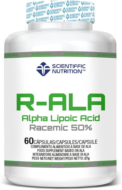 Scientiffic Nutrition - R-ALA 50%, Ácido Alfa Lipoico en Cápsulas, 250mg por Toma, Suplemento Alimenticio Antioxidante y Acelerador del Metabolismo - 60 Comprimidos.