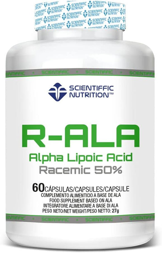 Scientiffic Nutrition - R-ALA 50%, Ácido Alfa Lipoico en Cápsulas, 250mg por Toma, Suplemento Alimenticio Antioxidante y Acelerador del Metabolismo - 60 Comprimidos.