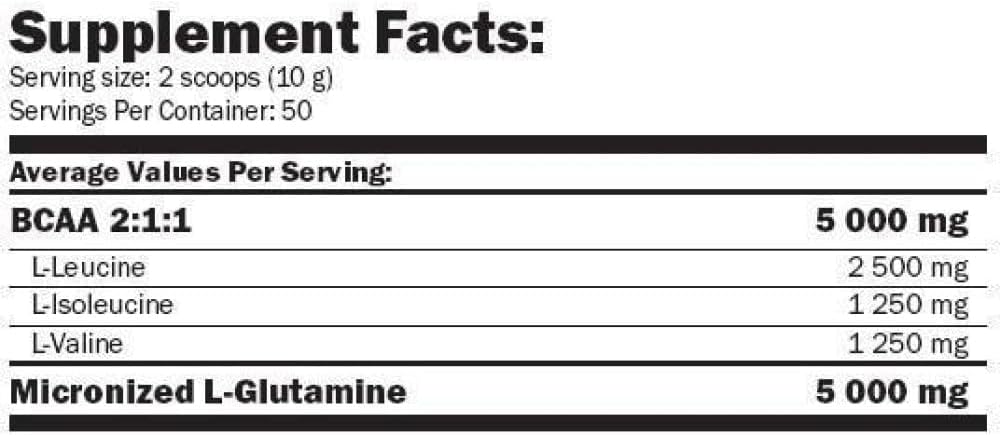 AMIX - Bcaa Glutamina - 530 Gramos - Complemento Alimenticio de Glutamina en Polvo - Reduce el Catabolismo Muscular - Óptimo para Deportistas - Sabor Piña - Aminoácidos Ramificados