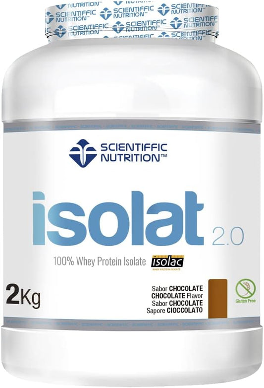 Scientiffic Nutrition - Isolat 2.0, Whey Protein, Suplemento de Proteina Aislada ISO con Lactasa, Proteina de Suero de Leche en Polvo - 2Kg, Chocolate.