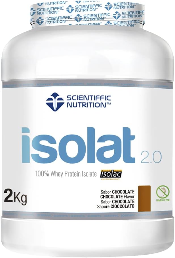 Scientiffic Nutrition - Isolat 2.0, Whey Protein, Suplemento de Proteina Aislada ISO con Lactasa, Proteina de Suero de Leche en Polvo - 2Kg, Chocolate.